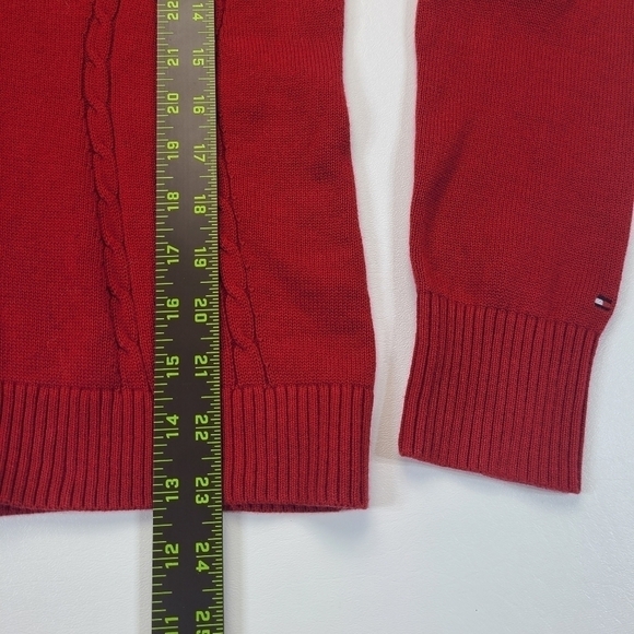 Tommy Hilfiger Full Zip Long Sleeve Sweater Jacket Cable Knit Red, Size Medium - Picture 13 of 15